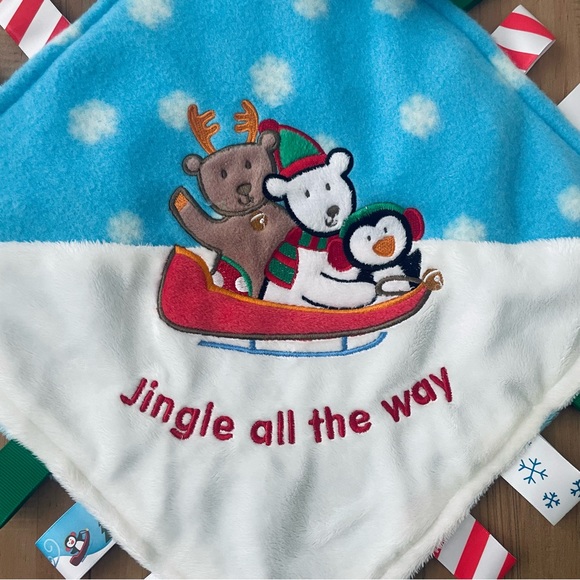 Taggies Jingle Bells Baby Lovey Sensory Jingle all the Way Winter Holiday Sleigh - Picture 2 of 9
